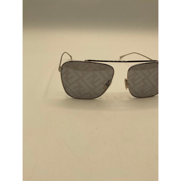 Fendi Logo Mirrored Aviator Sunglasses, Silver Frame/Blue Lenses , FF 0406/S main image 7
